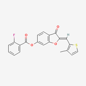 (Z)-2-((3-methylthiophen-2-yl)methylene)-3-oxo-2,3-dihydrobenzofuran-6-yl 2-fluorobenzoate