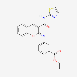 ethyl 3-{[(2Z)-3-(1,3-thiazol-2-ylcarbamoyl)-2H-chromen-2-ylidene]amino}benzoate