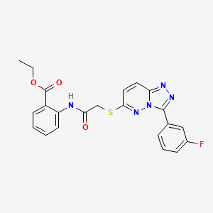 molecular formula C22H18FN5O3S B2924736 Ethyl 2-(2-((3-(3-fluorophenyl)-[1,2,4]triazolo[4,3-b]pyridazin-6-yl)thio)acetamido)benzoate CAS No. 852374-84-6
