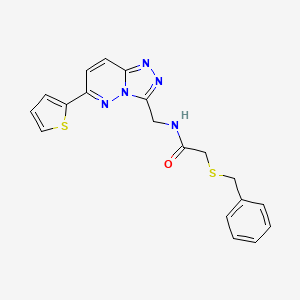 molecular formula C19H17N5OS2 B2924737 2-(苄基硫代)-N-((6-(噻吩-2-基)-[1,2,4]三唑并[4,3-b]哒嗪-3-基)甲基)乙酰胺 CAS No. 1904020-17-2