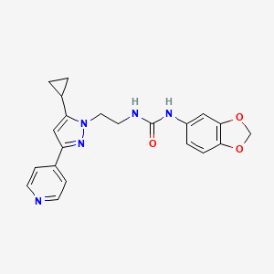 molecular formula C21H21N5O3 B2924746 1-(苯并[d][1,3]二氧杂环-5-基)-3-(2-(5-环丙基-3-(吡啶-4-基)-1H-吡唑-1-基)乙基)脲 CAS No. 1798028-28-0