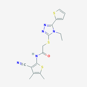 N-(3-cyano-4,5-dimethyl-2-thienyl)-2-{[4-ethyl-5-(2-thienyl)-4H-1,2,4-triazol-3-yl]sulfanyl}acetamide