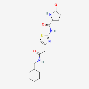 molecular formula C17H24N4O3S B2924751 N-(4-(2-((cyclohexylmethyl)amino)-2-oxoethyl)thiazol-2-yl)-5-oxopyrrolidine-2-carboxamide CAS No. 1104729-18-1