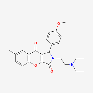 molecular formula C25H28N2O4 B2924770 2-(2-(Diethylamino)ethyl)-1-(4-methoxyphenyl)-7-methyl-1,2-dihydrochromeno[2,3-c]pyrrole-3,9-dione CAS No. 631886-62-9