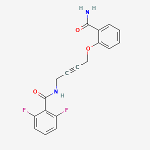 molecular formula C18H14F2N2O3 B2924771 N-(4-(2-carbamoylphenoxy)but-2-yn-1-yl)-2,6-difluorobenzamide CAS No. 1421525-57-6