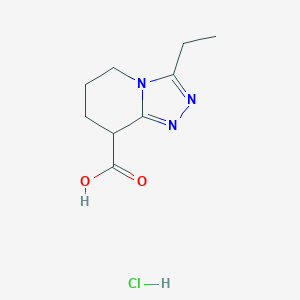 molecular formula C9H14ClN3O2 B2924772 3-Ethyl-5,6,7,8-tetrahydro-[1,2,4]triazolo[4,3-a]pyridine-8-carboxylic acid;hydrochloride CAS No. 2413899-05-3
