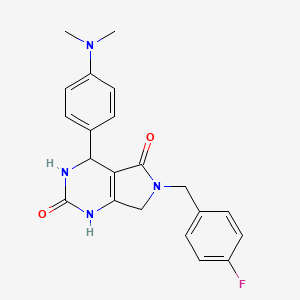 molecular formula C21H21FN4O2 B2924773 4-(4-(dimethylamino)phenyl)-6-(4-fluorobenzyl)-3,4,6,7-tetrahydro-1H-pyrrolo[3,4-d]pyrimidine-2,5-dione CAS No. 1172249-33-0