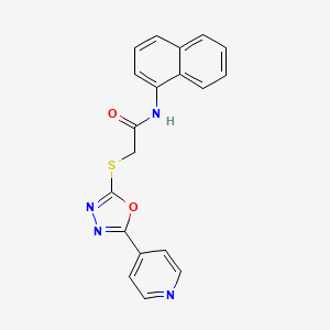 molecular formula C19H14N4O2S B2924775 N-(萘-1-基)-2-{[5-(吡啶-4-基)-1,3,4-恶二唑-2-基]硫代}乙酰胺 CAS No. 539808-12-3