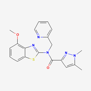 B2924776 N-(4-methoxy-1,3-benzothiazol-2-yl)-1,5-dimethyl-N-[(pyridin-2-yl)methyl]-1H-pyrazole-3-carboxamide CAS No. 1014090-31-3