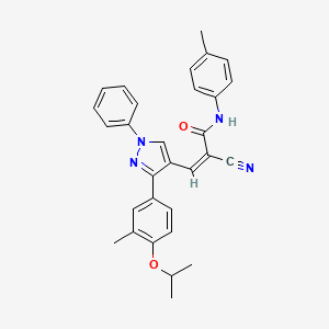 molecular formula C30H28N4O2 B2924781 (Z)-2-cyano-N-(4-methylphenyl)-3-[3-(3-methyl-4-propan-2-yloxyphenyl)-1-phenylpyrazol-4-yl]prop-2-enamide CAS No. 882220-39-5