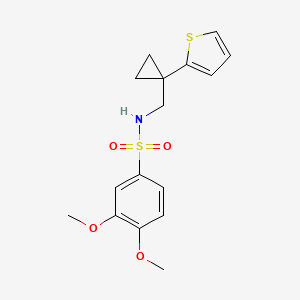 molecular formula C16H19NO4S2 B2924783 3,4-dimethoxy-N-((1-(thiophen-2-yl)cyclopropyl)methyl)benzenesulfonamide CAS No. 1207009-31-1