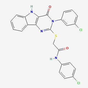 molecular formula C24H16Cl2N4O2S B2924790 N-(4-chlorophenyl)-2-((3-(3-chlorophenyl)-4-oxo-4,5-dihydro-3H-pyrimido[5,4-b]indol-2-yl)thio)acetamide CAS No. 536714-06-4