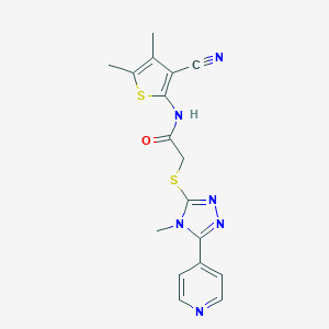 molecular formula C17H16N6OS2 B292480 N-(3-cyano-4,5-dimethylthiophen-2-yl)-2-[(4-methyl-5-pyridin-4-yl-1,2,4-triazol-3-yl)sulfanyl]acetamide 