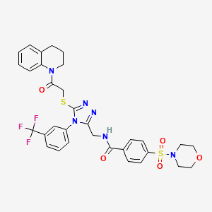 molecular formula C32H31F3N6O5S2 B2924800 N-((5-((2-(3,4-dihydroquinolin-1(2H)-yl)-2-oxoethyl)thio)-4-(3-(trifluoromethyl)phenyl)-4H-1,2,4-triazol-3-yl)methyl)-4-(morpholinosulfonyl)benzamide CAS No. 394214-43-8