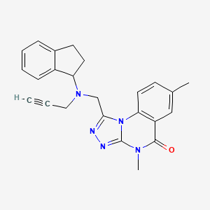 molecular formula C24H23N5O B2924802 1-{[(2,3-dihydro-1H-inden-1-yl)(prop-2-yn-1-yl)amino]methyl}-4,7-dimethyl-4H,5H-[1,2,4]triazolo[4,3-a]quinazolin-5-one CAS No. 1240977-13-2