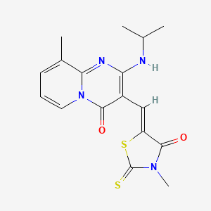 molecular formula C17H18N4O2S2 B2924804 (Z)-5-((2-(isopropylamino)-9-methyl-4-oxo-4H-pyrido[1,2-a]pyrimidin-3-yl)methylene)-3-methyl-2-thioxothiazolidin-4-one CAS No. 867136-81-0