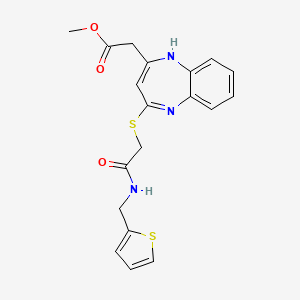 molecular formula C19H19N3O3S2 B2924805 methyl [4-({2-oxo-2-[(2-thienylmethyl)amino]ethyl}thio)-1H-1,5-benzodiazepin-2-yl]acetate CAS No. 1251569-42-2