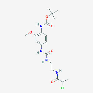 molecular formula C18H27ClN4O5 B2924807 tert-butyl N-[4-({[2-(2-chloropropanamido)ethyl]carbamoyl}amino)-2-methoxyphenyl]carbamate CAS No. 2094417-21-5