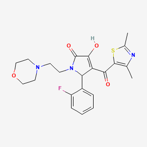 molecular formula C22H24FN3O4S B2924808 4-(2,4-二甲基噻唑-5-羰基)-5-(2-氟苯基)-3-羟基-1-(2-吗啉代乙基)-1H-吡咯-2(5H)-酮 CAS No. 627820-90-0