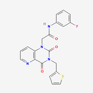 molecular formula C20H15FN4O3S B2924811 2-(2,4-dioxo-3-(thiophen-2-ylmethyl)-3,4-dihydropyrido[3,2-d]pyrimidin-1(2H)-yl)-N-(3-fluorophenyl)acetamide CAS No. 955601-69-1