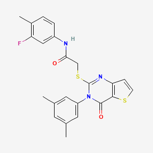 2-{[3-(3,5-dimethylphenyl)-4-oxo-3,4-dihydrothieno[3,2-d]pyrimidin-2-yl]sulfanyl}-N-(3-fluoro-4-methylphenyl)acetamide
