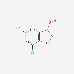molecular formula C8H6BrClO2 B2924813 5-溴-7-氯-2,3-二氢-1-苯并呋喃-3-醇 CAS No. 1465873-61-3