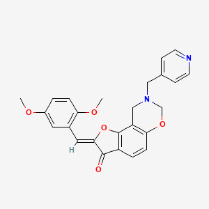 molecular formula C25H22N2O5 B2924819 (Z)-2-(2,5-dimethoxybenzylidene)-8-(pyridin-4-ylmethyl)-8,9-dihydro-2H-benzofuro[7,6-e][1,3]oxazin-3(7H)-one CAS No. 929825-07-0