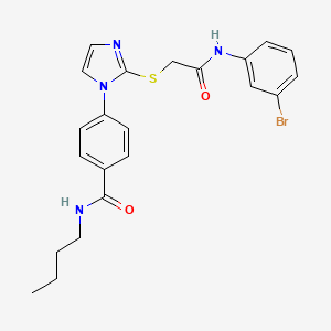 molecular formula C22H23BrN4O2S B2924820 4-(2-((2-((3-bromophenyl)amino)-2-oxoethyl)thio)-1H-imidazol-1-yl)-N-butylbenzamide CAS No. 1207001-17-9