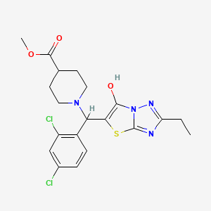 Methyl 1-((2,4-dichlorophenyl)(2-ethyl-6-hydroxythiazolo[3,2-b][1,2,4]triazol-5-yl)methyl)piperidine-4-carboxylate