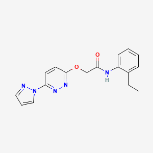 molecular formula C17H17N5O2 B2924829 2-((6-(1H-pyrazol-1-yl)pyridazin-3-yl)oxy)-N-(2-ethylphenyl)acetamide CAS No. 1428375-81-8