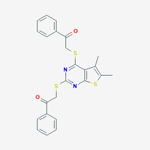 2-({5,6-Dimethyl-2-[(2-oxo-2-phenylethyl)sulfanyl]thieno[2,3-d]pyrimidin-4-yl}sulfanyl)-1-phenylethanone