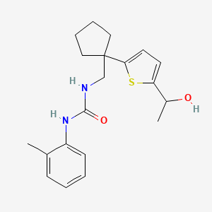 molecular formula C20H26N2O2S B2924830 1-((1-(5-(1-Hydroxyethyl)thiophen-2-yl)cyclopentyl)methyl)-3-(o-tolyl)urea CAS No. 2034549-98-7