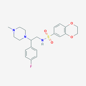 molecular formula C21H26FN3O4S B2924833 N-(2-(4-fluorophenyl)-2-(4-methylpiperazin-1-yl)ethyl)-2,3-dihydrobenzo[b][1,4]dioxine-6-sulfonamide CAS No. 898432-00-3