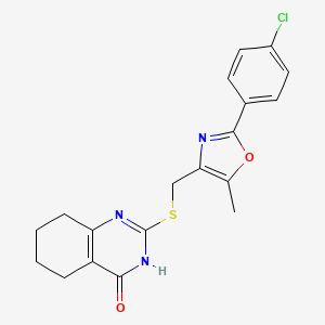 molecular formula C19H18ClN3O2S B2924840 2-(((2-(4-氯苯基)-5-甲基恶唑-4-基)甲基)硫代)-5,6,7,8-四氢喹唑啉-4-醇 CAS No. 1040635-48-0