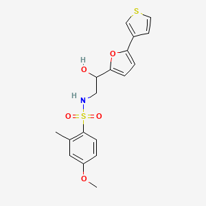 molecular formula C18H19NO5S2 B2924845 N-(2-羟基-2-(5-(噻吩-3-基)呋喃-2-基)乙基)-4-甲氧基-2-甲苯磺酰胺 CAS No. 2034344-92-6