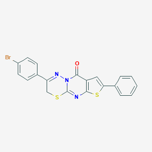 molecular formula C20H12BrN3OS2 B292485 12-(4-Bromophenyl)-5-phenyl-6,10-dithia-1,8,13-triazatricyclo[7.4.0.03,7]trideca-3(7),4,8,12-tetraen-2-one 
