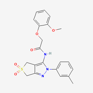 2-(2-methoxyphenoxy)-N-[2-(3-methylphenyl)-5,5-dioxo-2H,4H,6H-5lambda6-thieno[3,4-c]pyrazol-3-yl]acetamide