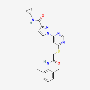 molecular formula C21H22N6O2S B2924869 N-cyclopropyl-1-[6-({2-[(2,6-dimethylphenyl)amino]-2-oxoethyl}sulfanyl)pyrimidin-4-yl]-1H-pyrazole-3-carboxamide CAS No. 1251604-57-5