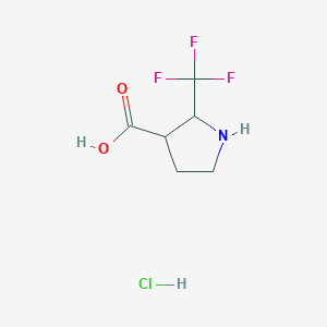molecular formula C6H9ClF3NO2 B2924873 trans-2-Trifluoromethyl-pyrrolidine-3-carboxylic acid hydrochloride CAS No. 2413899-62-2