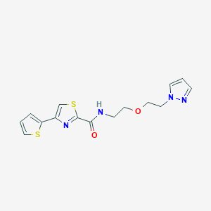 molecular formula C15H16N4O2S2 B2924882 N-(2-(2-(1H-pyrazol-1-yl)ethoxy)ethyl)-4-(thiophen-2-yl)thiazole-2-carboxamide CAS No. 2034390-14-0