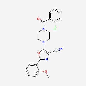 molecular formula C22H19ClN4O3 B2924888 5-(4-(2-Chlorobenzoyl)piperazin-1-yl)-2-(2-methoxyphenyl)oxazole-4-carbonitrile CAS No. 946378-14-9