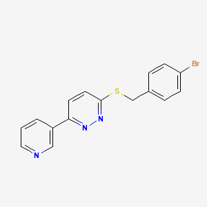 molecular formula C16H12BrN3S B2924889 3-((4-Bromobenzyl)thio)-6-(pyridin-3-yl)pyridazine CAS No. 872987-72-9