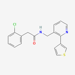 molecular formula C18H15ClN2OS B2924928 2-(2-chlorophenyl)-N-((2-(thiophen-3-yl)pyridin-3-yl)methyl)acetamide CAS No. 2034407-75-3
