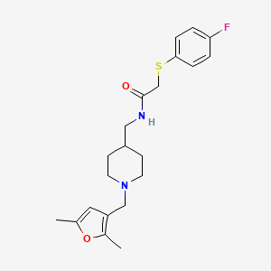 N-((1-((2,5-dimethylfuran-3-yl)methyl)piperidin-4-yl)methyl)-2-((4-fluorophenyl)thio)acetamide