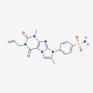 molecular formula C18H18N6O4S B2924931 4-(3-烯丙基-1,7-二甲基-2,4-二氧代-3,4-二氢-1H-咪唑并[2,1-f]嘌呤-8(2H)-基)苯磺酰胺 CAS No. 938790-71-7