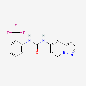 molecular formula C15H11F3N4O B2924935 1-(Pyrazolo[1,5-a]pyridin-5-yl)-3-(2-(trifluoromethyl)phenyl)urea CAS No. 2034487-37-9