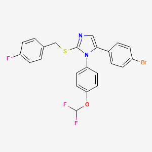 molecular formula C23H16BrF3N2OS B2924938 5-(4-溴苯基)-1-(4-(二氟甲氧基)苯基)-2-((4-氟苄基)硫代)-1H-咪唑 CAS No. 1226455-72-6