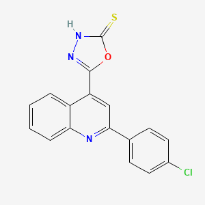 molecular formula C17H10ClN3OS B2924944 5-[2-(4-Chlorophenyl)quinolin-4-yl]-1,3,4-oxadiazole-2-thiol CAS No. 733044-90-1