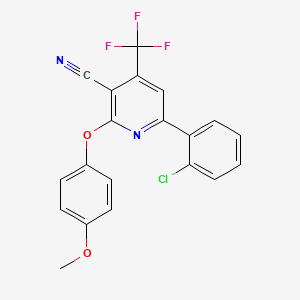 molecular formula C20H12ClF3N2O2 B2924945 6-(2-Chlorophenyl)-2-(4-methoxyphenoxy)-4-(trifluoromethyl)pyridine-3-carbonitrile CAS No. 338963-49-8