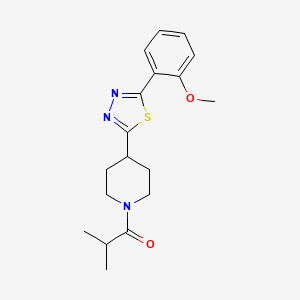 molecular formula C18H23N3O2S B2924948 1-(4-(5-(2-Methoxyphenyl)-1,3,4-thiadiazol-2-yl)piperidin-1-yl)-2-methylpropan-1-one CAS No. 1171579-37-5